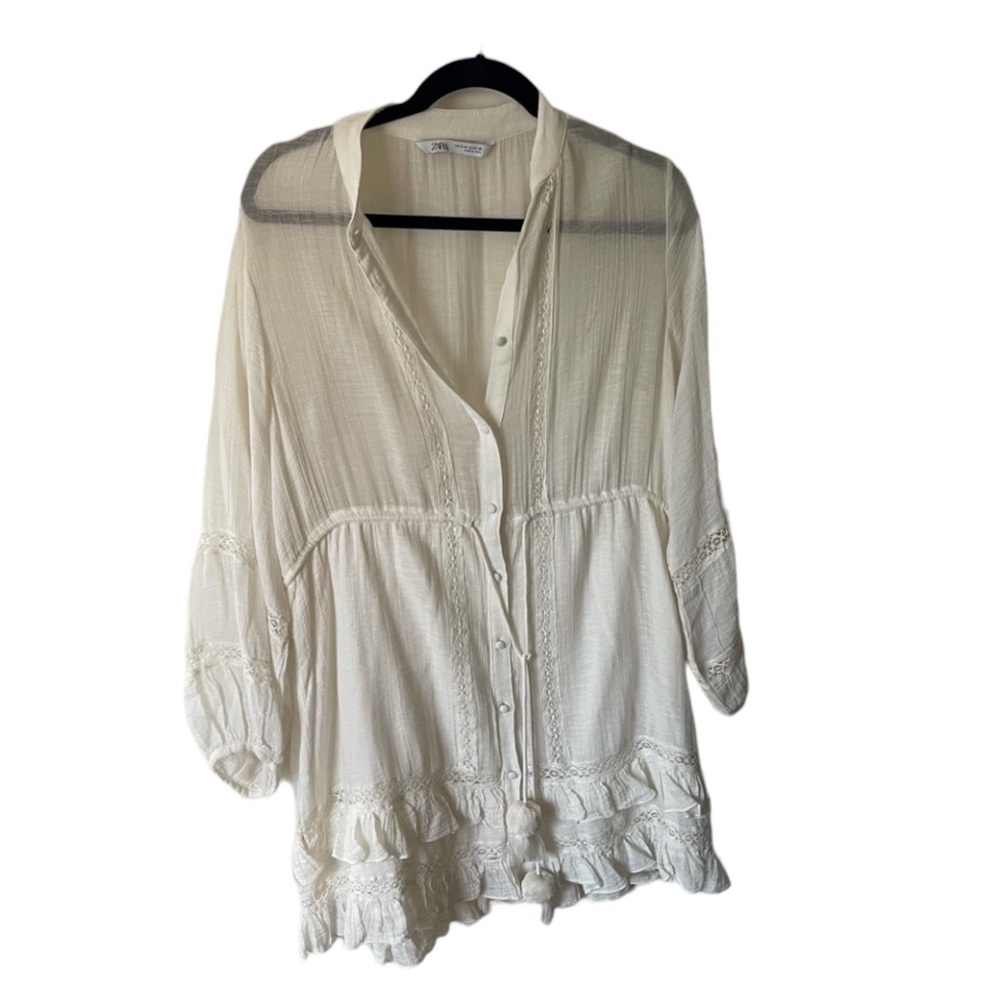 Zara Medium Embroidered White Dress